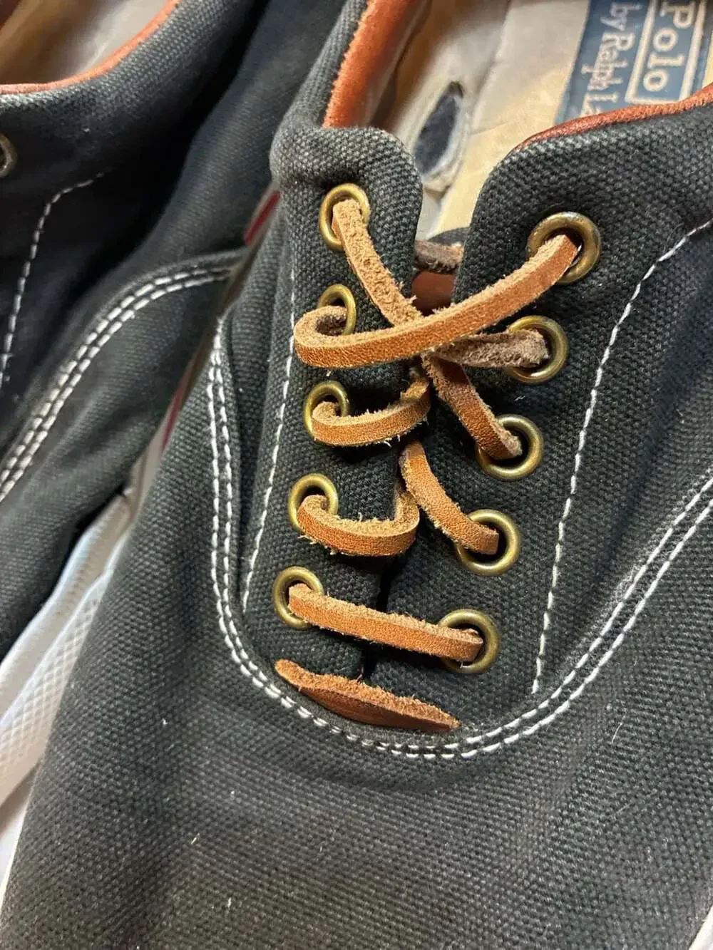 Polo Ralph Lauren Vaughn Black Canvas Sneakers with Leather Laces